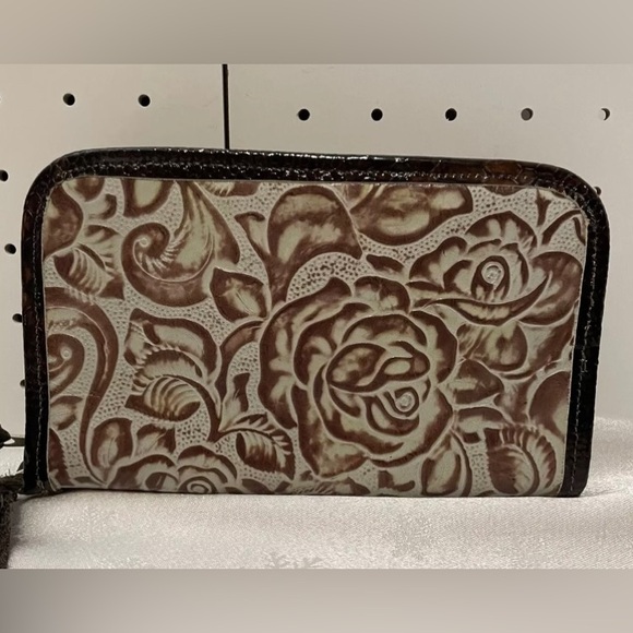 Double J Saddlery Turquoise / Brown Rose Leather Clutch Organizer C New Comments - Picture 5 of 10
